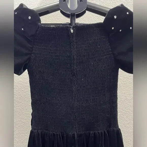 Vintage Positively Ellyn Black Velvet 80's Off the Shoulder Dress Size 6 - Picture 7 of 8